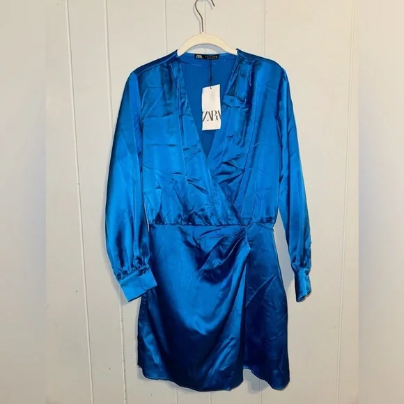 Zara Vibrant Blue Long Sleeve Dress - Picture 2 of 6